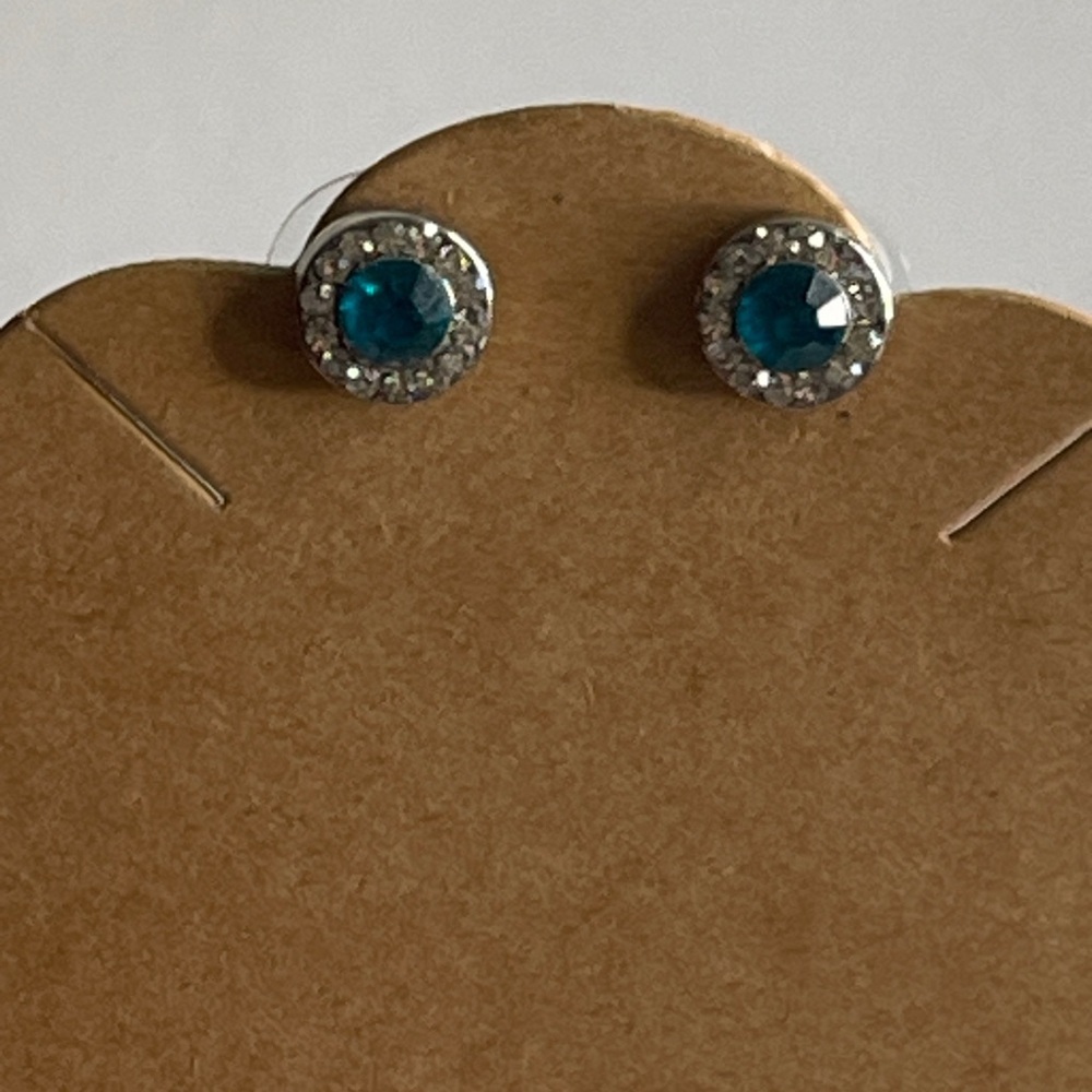 NWT Silver and Teal Stud Earrings - Picture 5 of 6